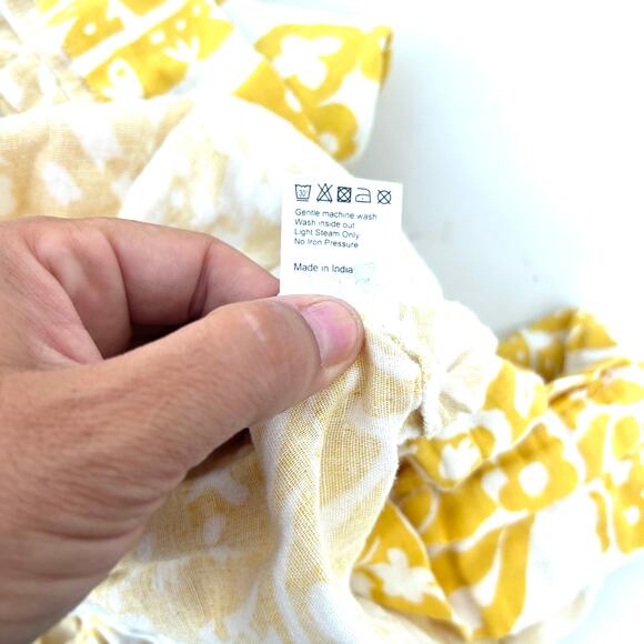 ME+EM Yellow Paisley Print Cheesecloth Frill Swing Dress Size 10 Ruffle Sundress - Picture 12 of 12